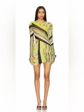 AFRM Mirza Long-Sleeve Dress in Winged Stripe